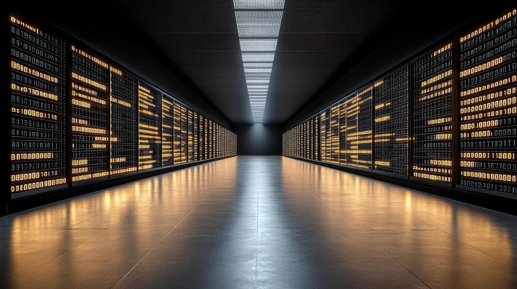 A long hallway with rows of data storage photo
