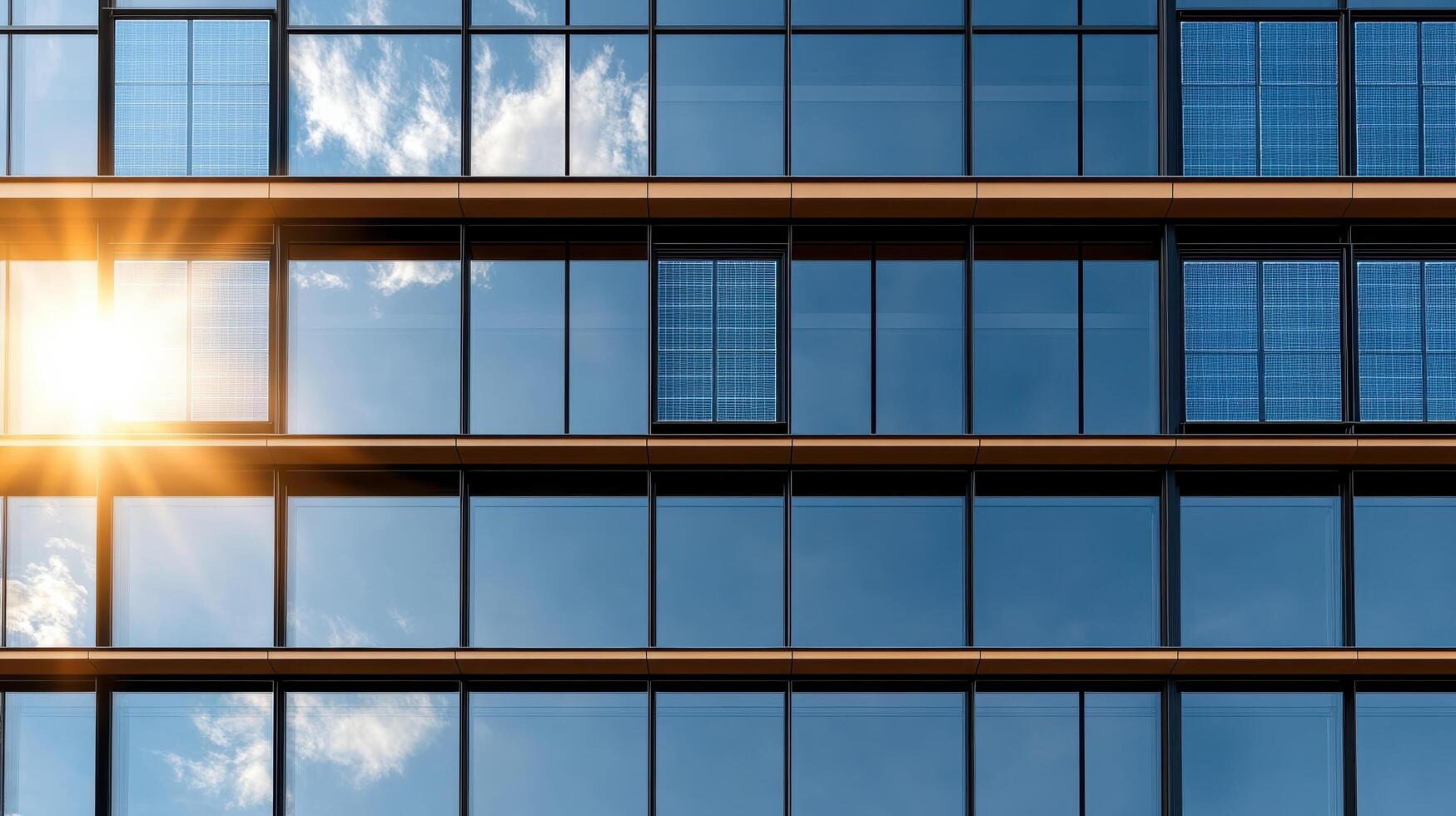 A building with windows and sun shining through them photo