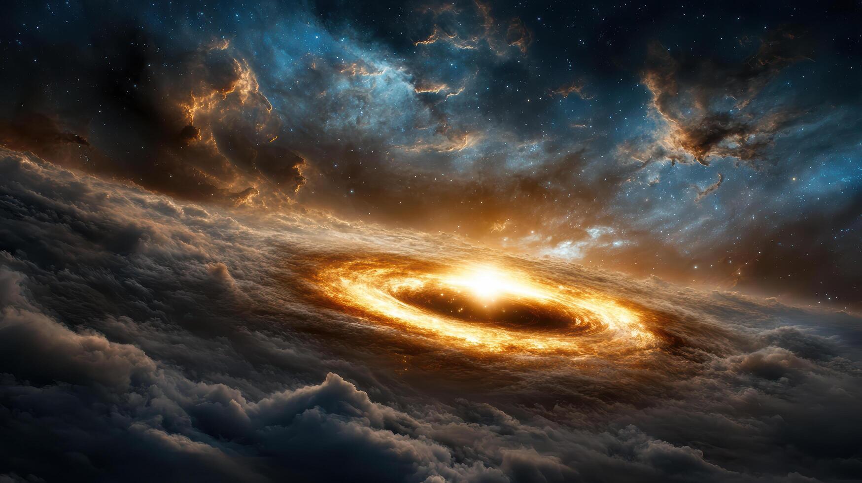 A black hole in the sky with a bright light photo