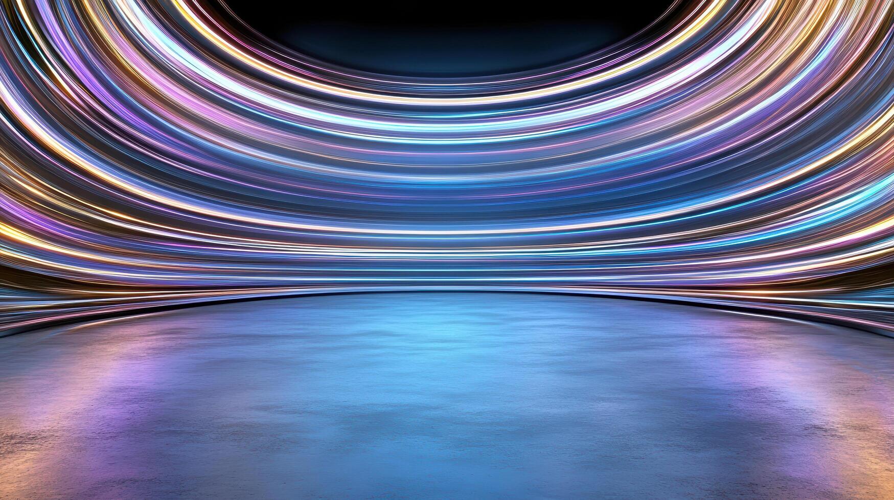 Abstract light tunnel with colorful streaks photo