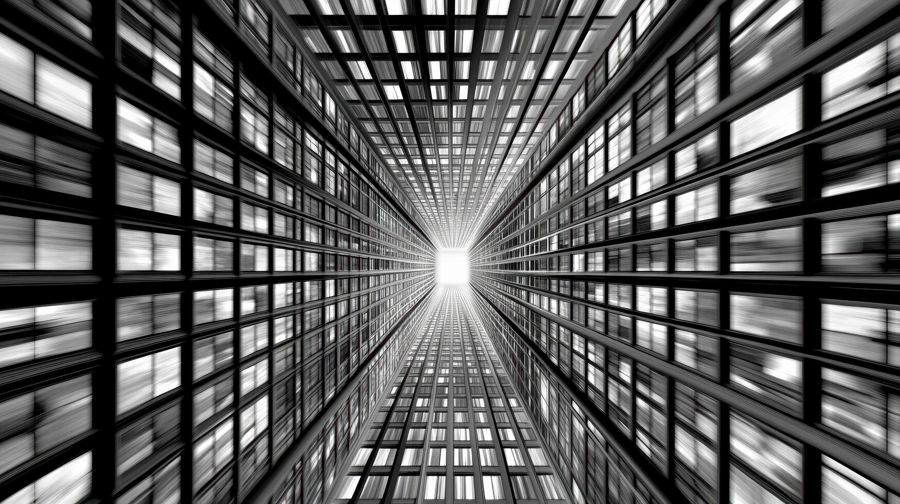 Black and white photo of a tunnel with light coming through