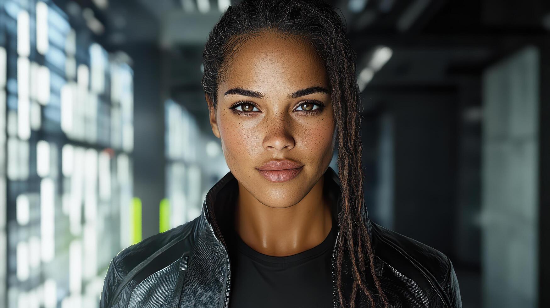 A woman with dreadlocks and a black shirt photo