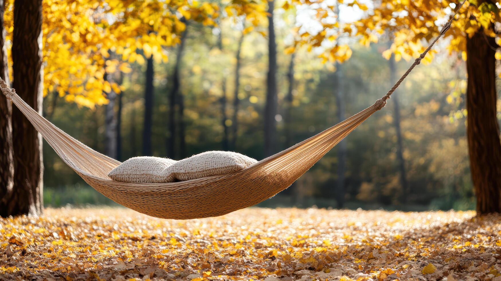 A hammock in the middle of a forest photo