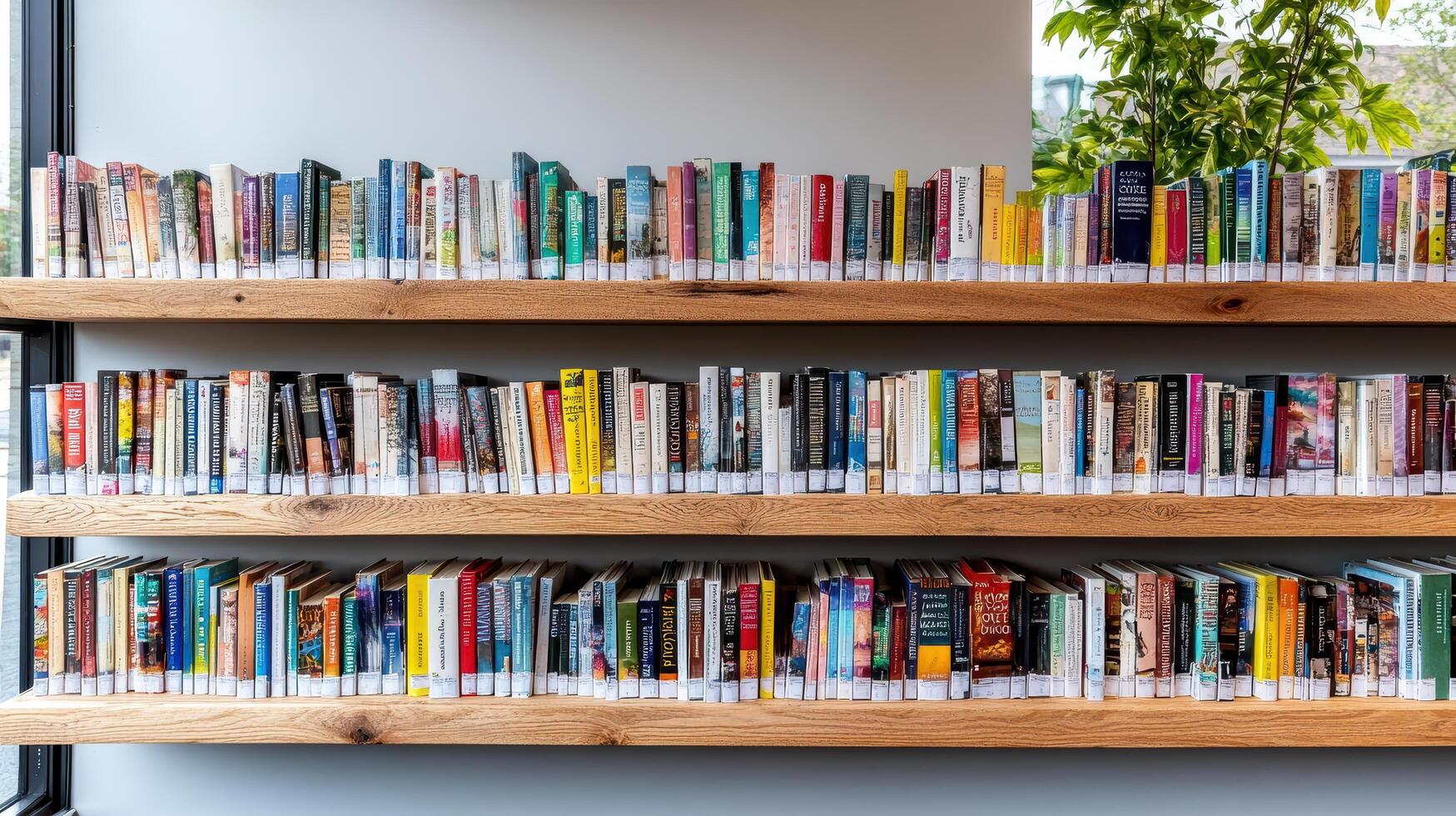 A library shelf with books on it photo