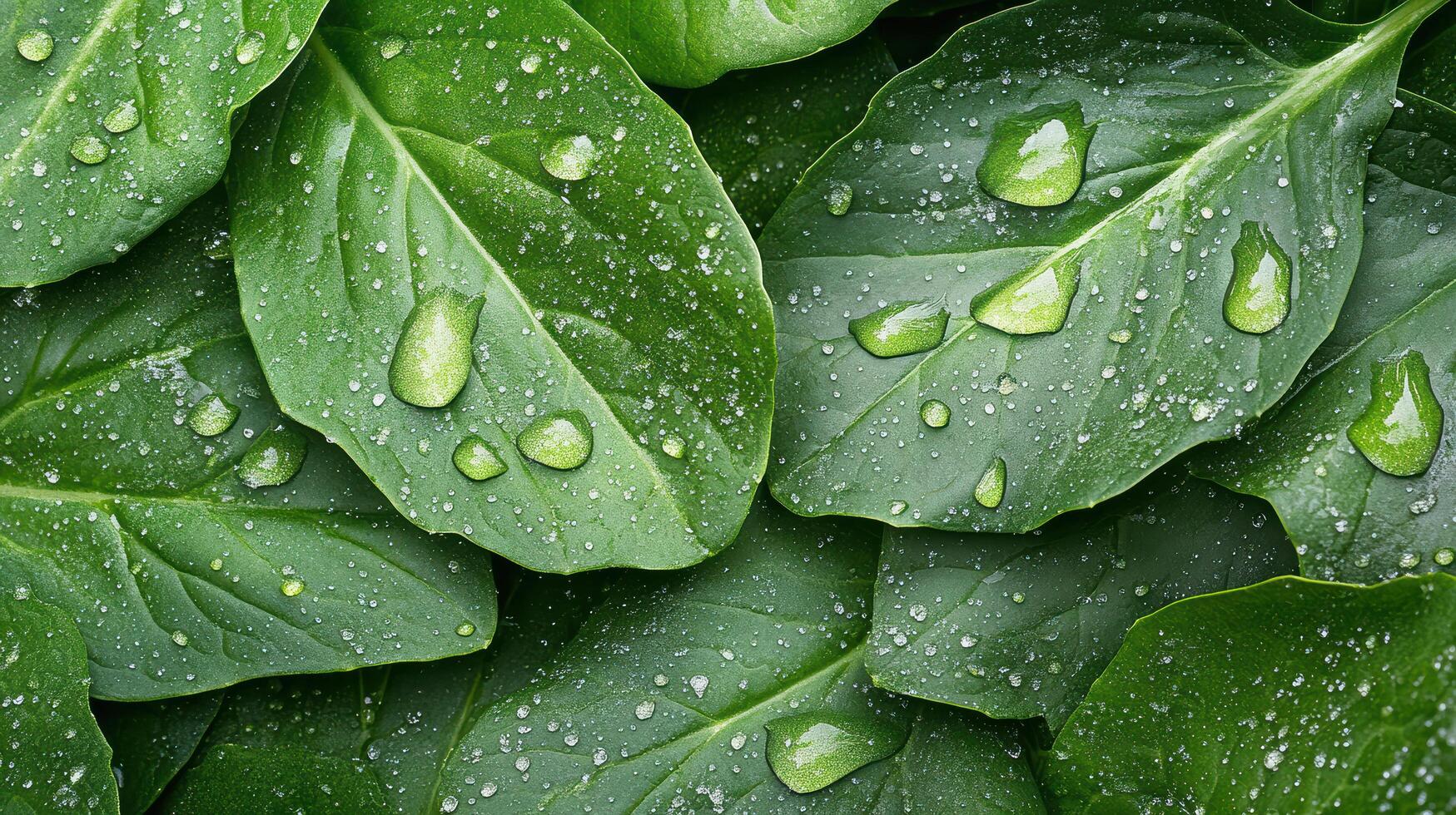 A close up of a bunch of spinach leaves with water droplets photo