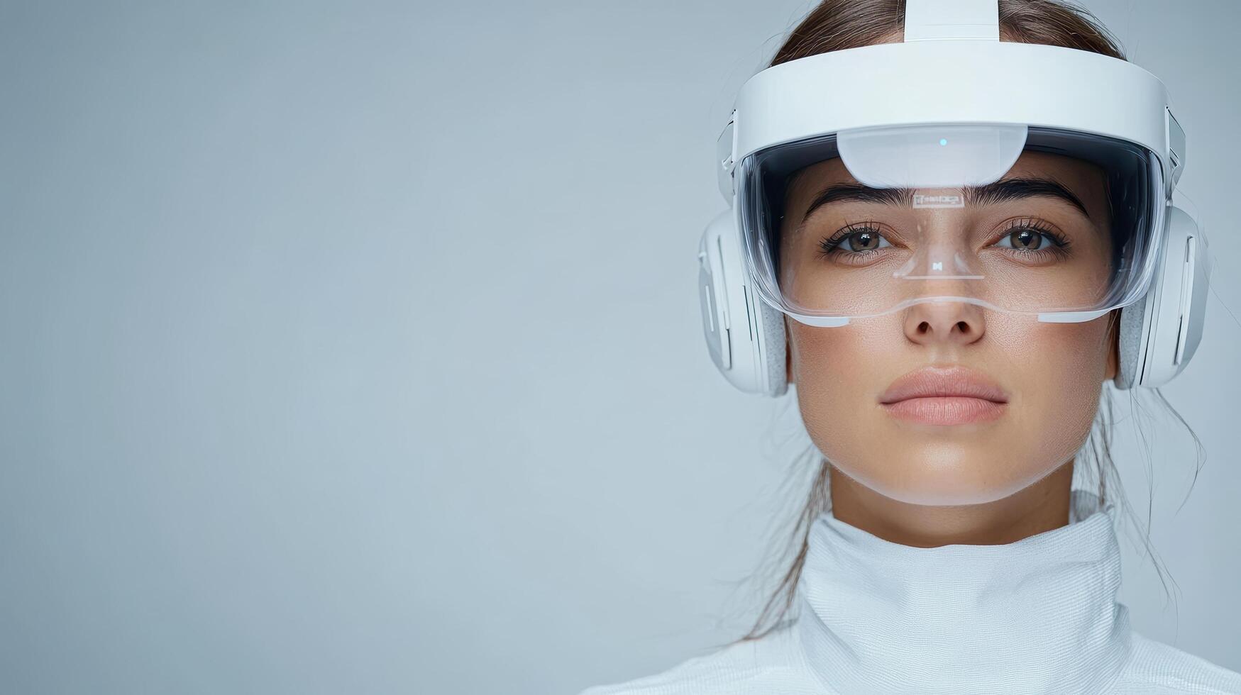 A woman wearing a helmet and goggles photo