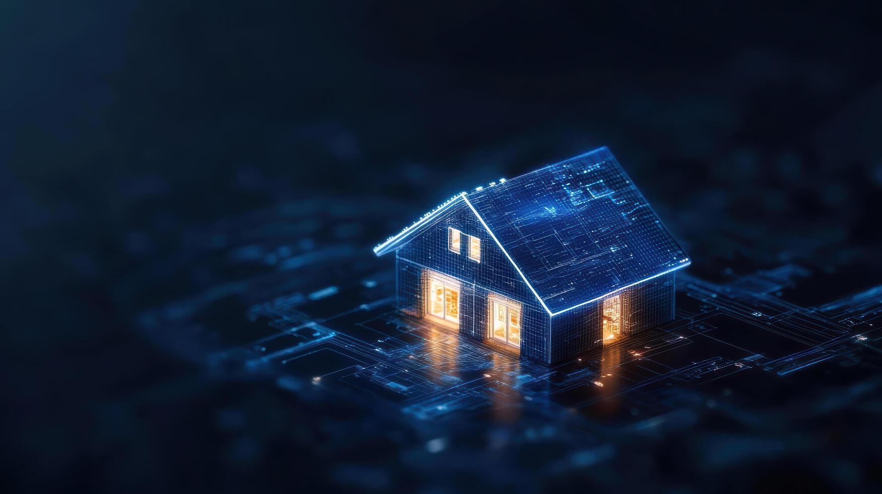 Home automation concept with house on a network photo