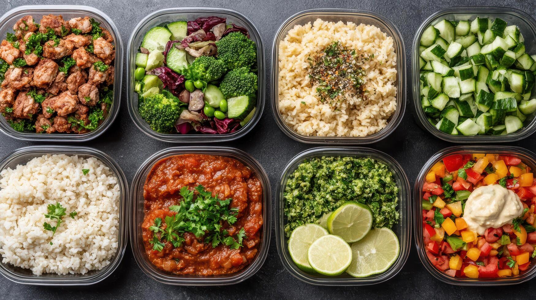 A variety of different meals in plastic containers photo
