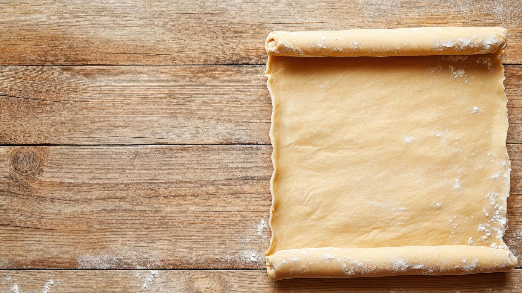 Rolling out dough on a wooden table photo