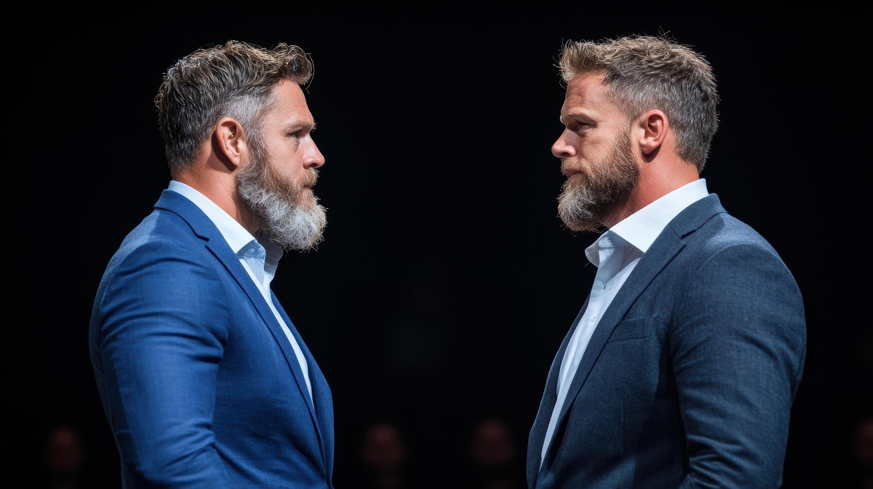 Two men in suits facing each other photo