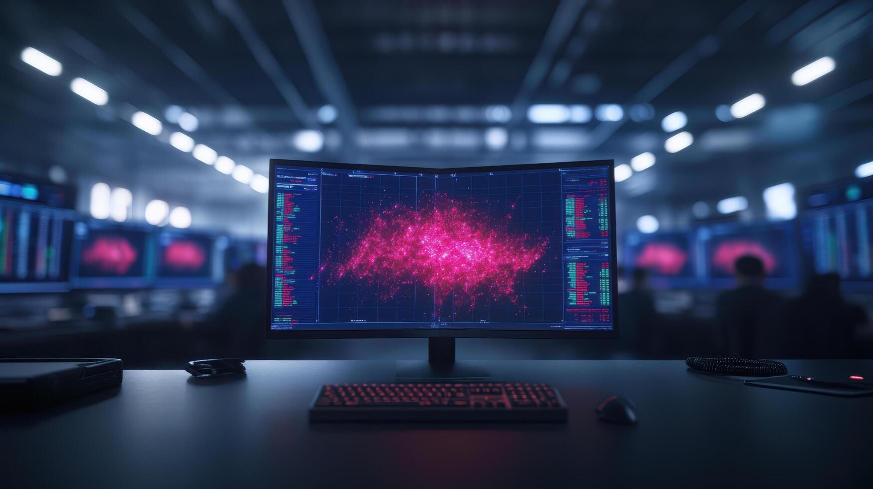 A computer monitor with a red screen on it photo