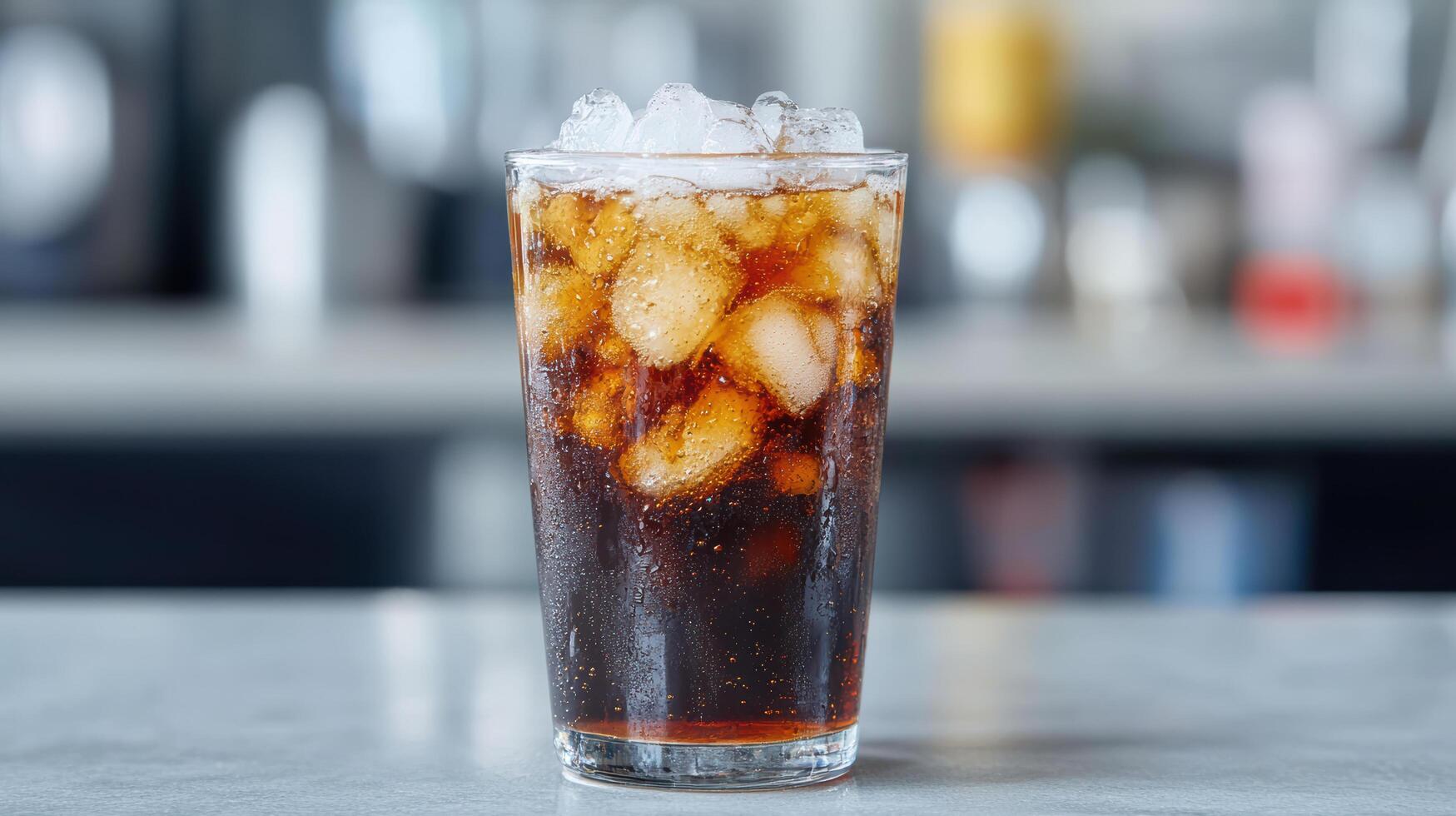 A glass of cola sitting on a table photo