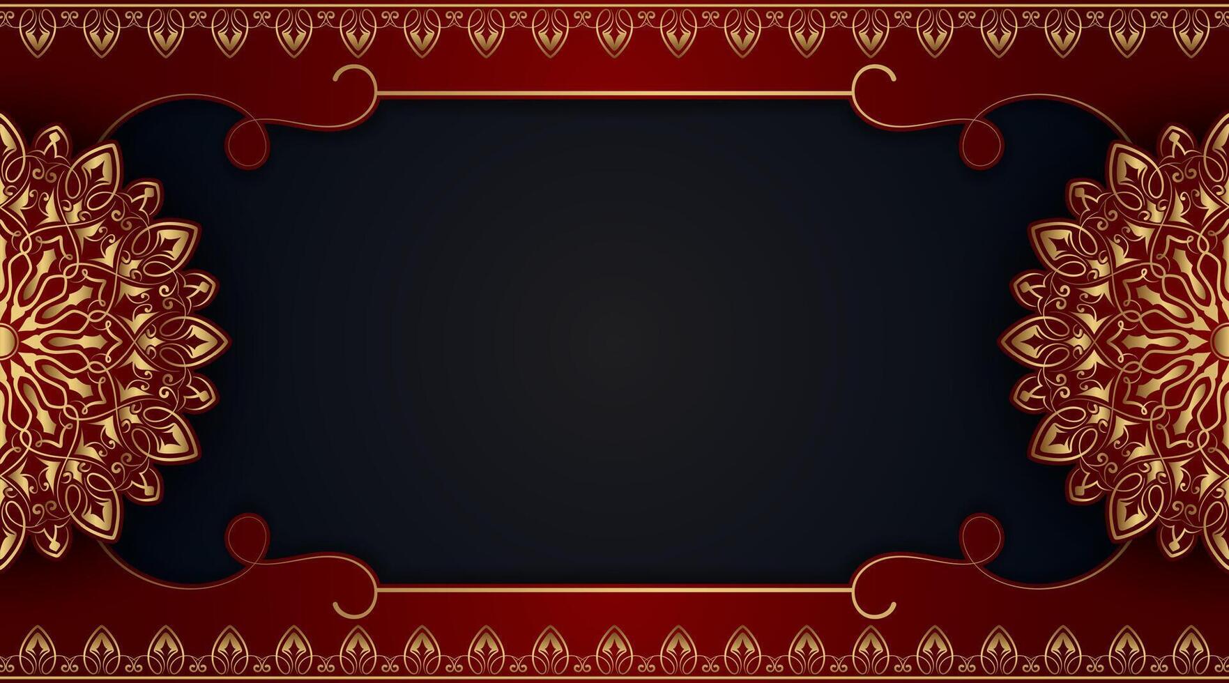 luxury red background with gold ornaments vector