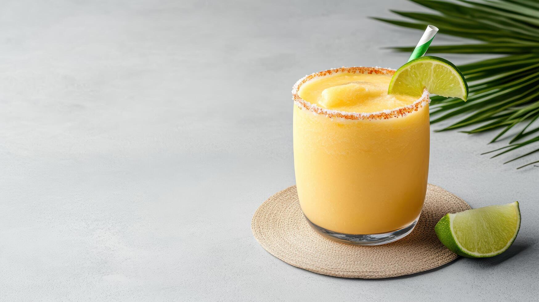 A margarita with lime and a slice of lime on a gray background photo