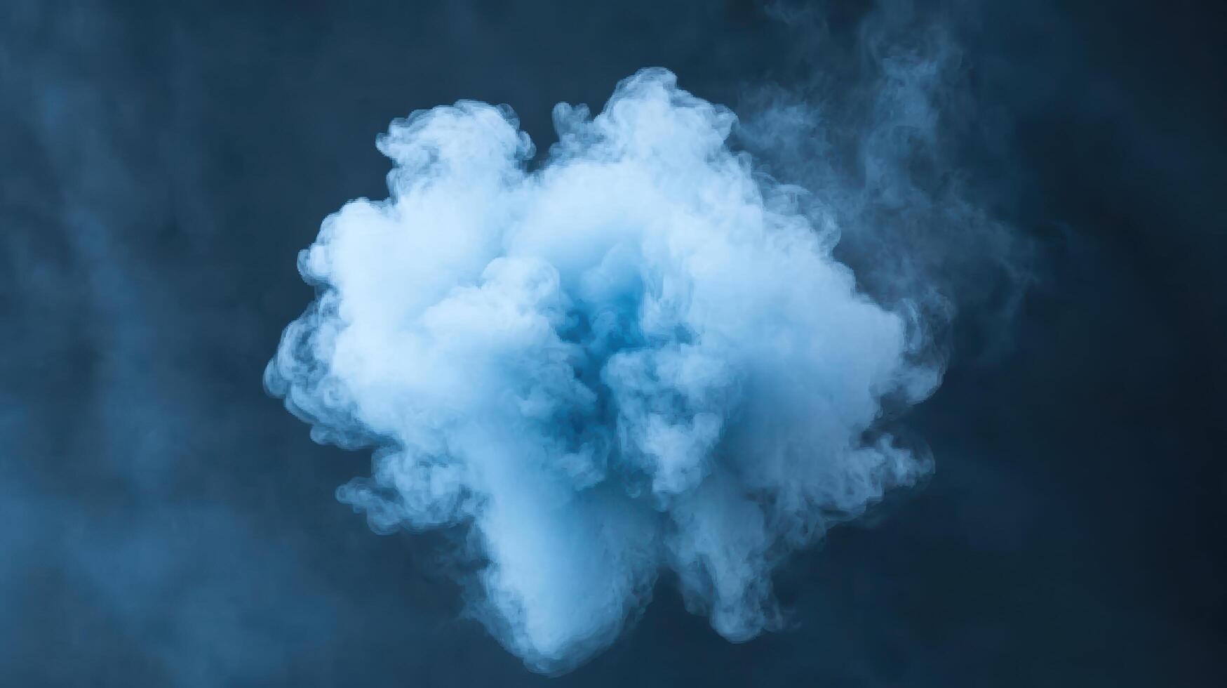 Blue smoke cloud on a dark background photo