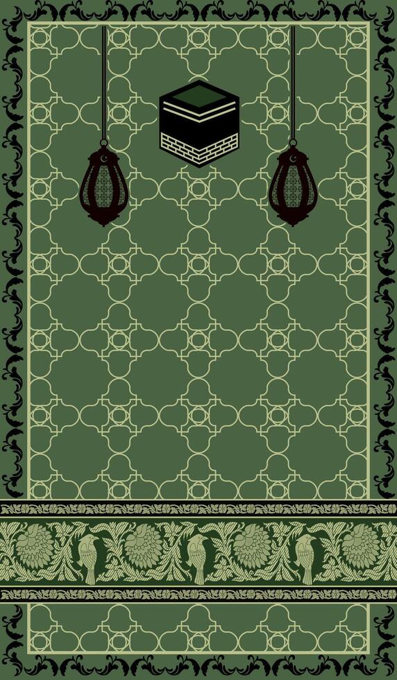 green Islamic mat with bird lace vector