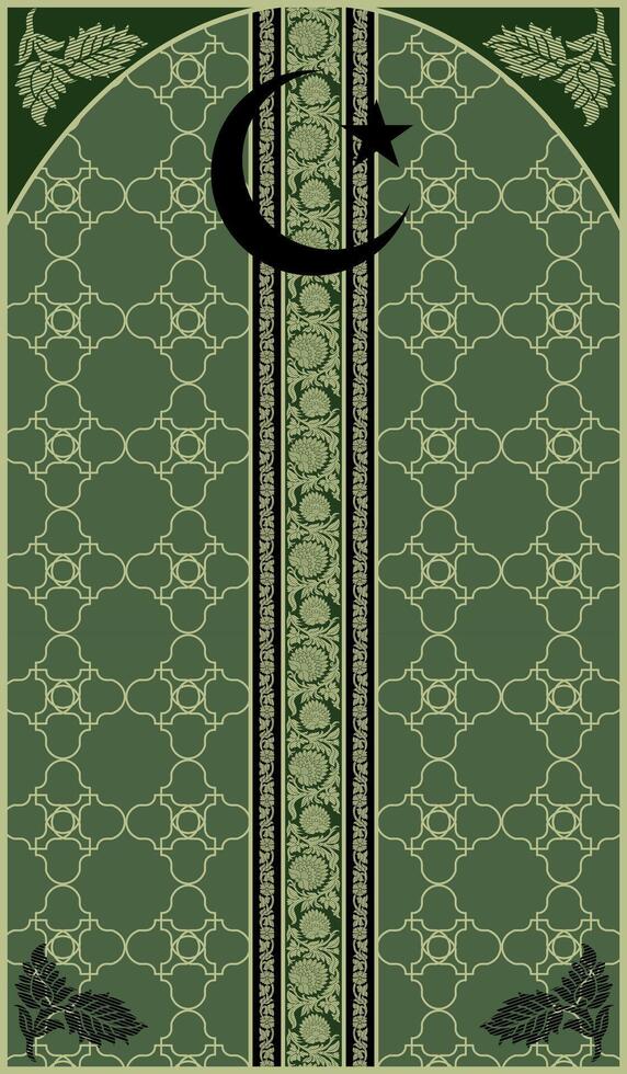 green Muslim mat with the moon and the star vector