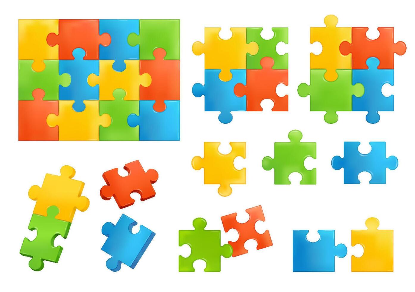Puzzle Pieces White Background vector