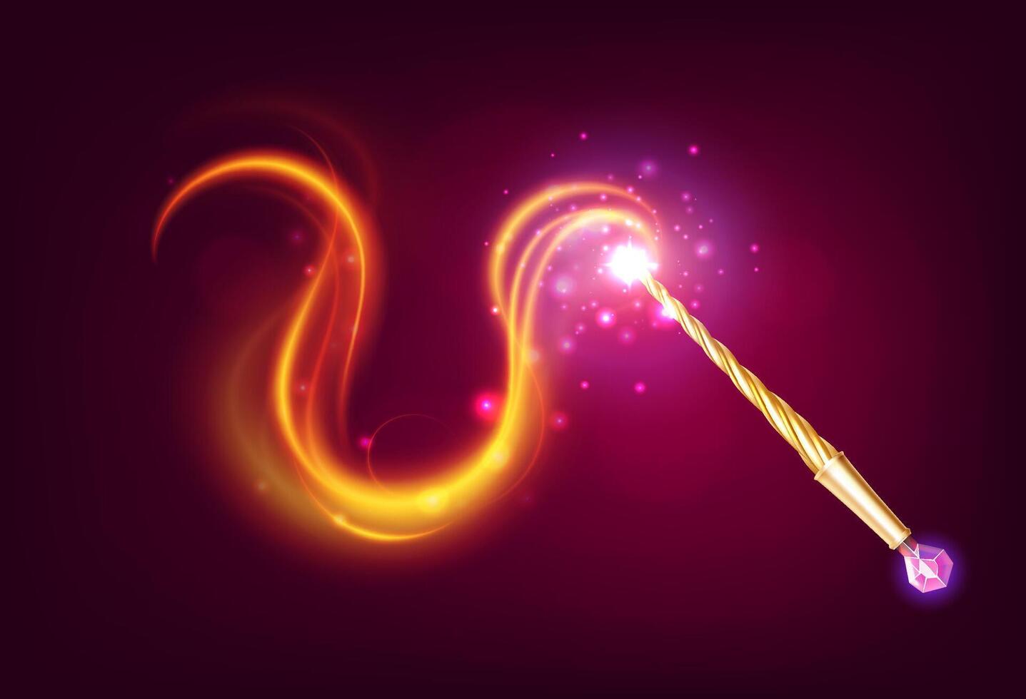 Magic Wand Realistic with Gradient Background vector