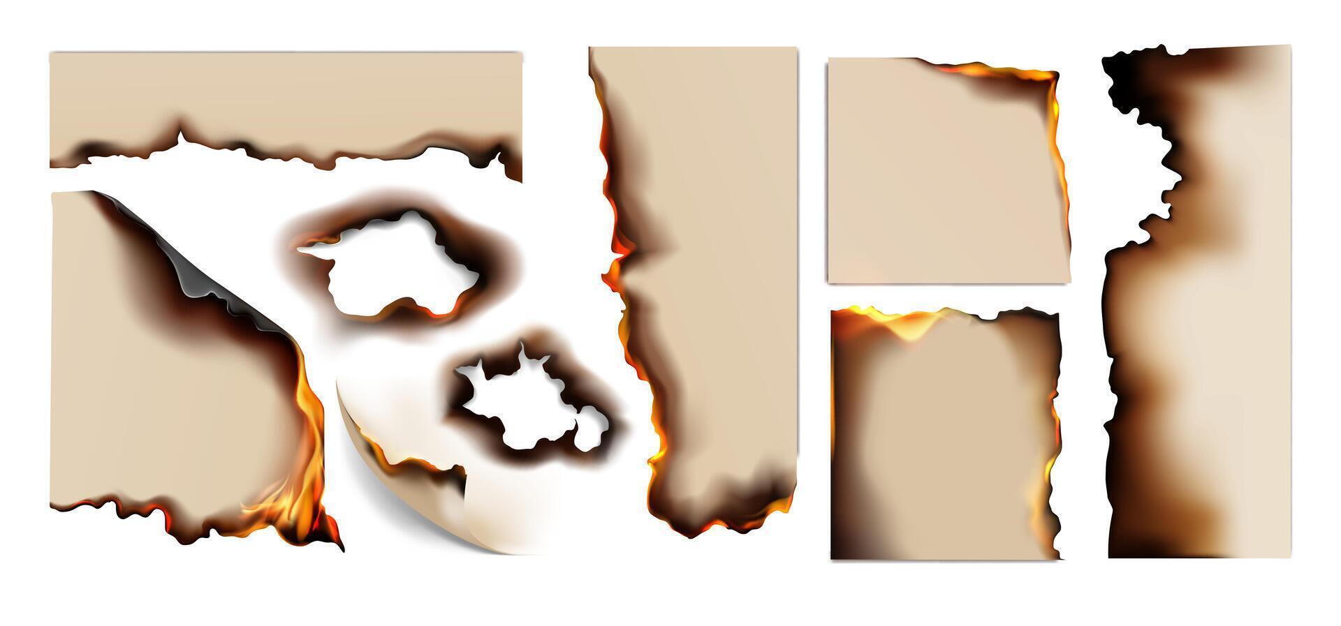 Burned paper Realistic Original Set vector