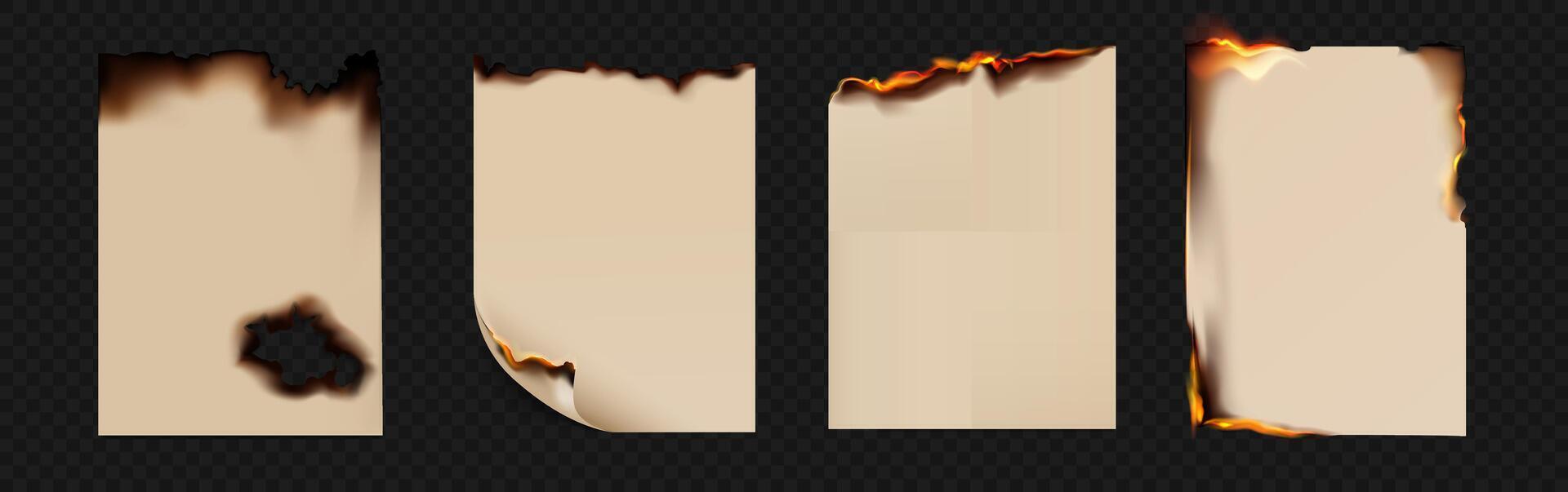 Burned paper Realistic on transparent background vector