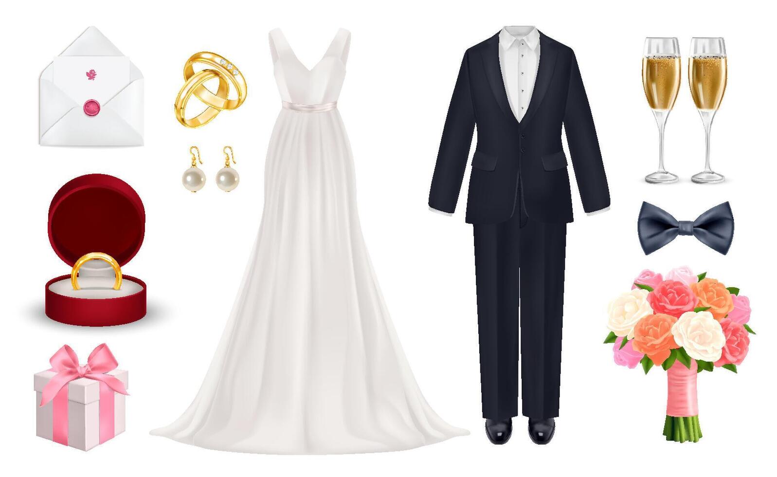 Newlyweds Clothes Collection vector