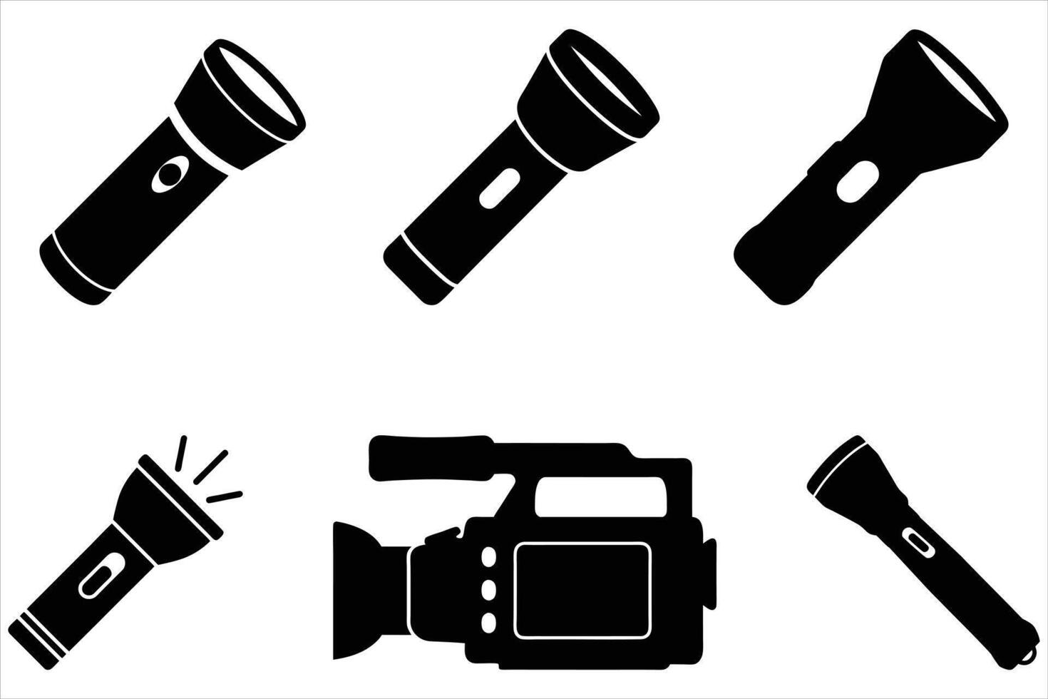 Set of Silhouettes of Flashlight vector