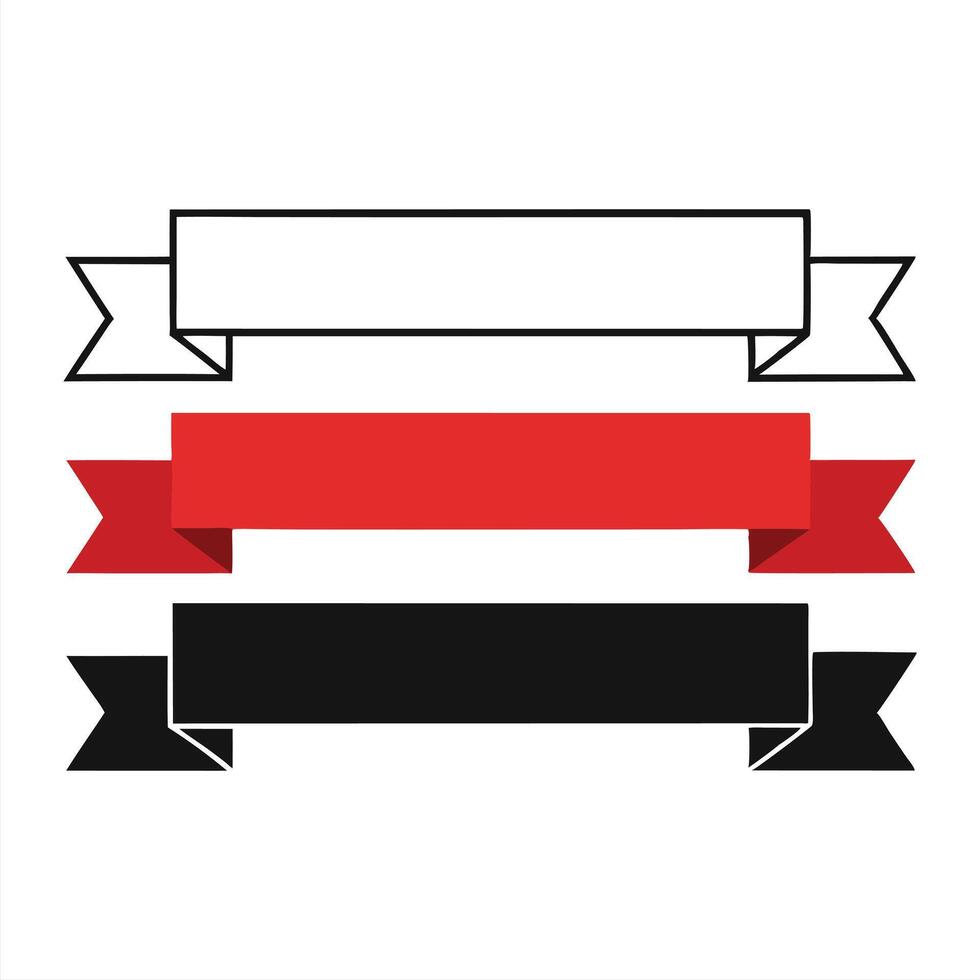 Black, Red, and White Ribbon Banner Designs vector