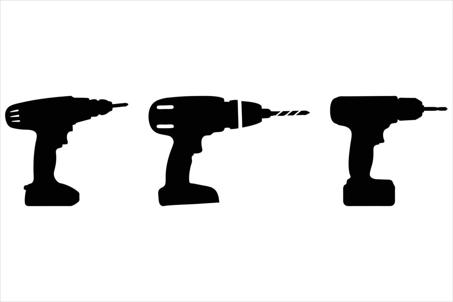 Set of Silhouettes of Electric Drill vector