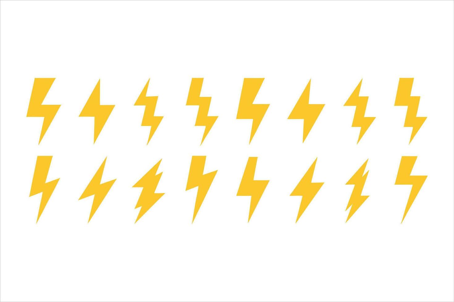Dynamic Yellow Lightning Bolt Icons for Design Projects vector