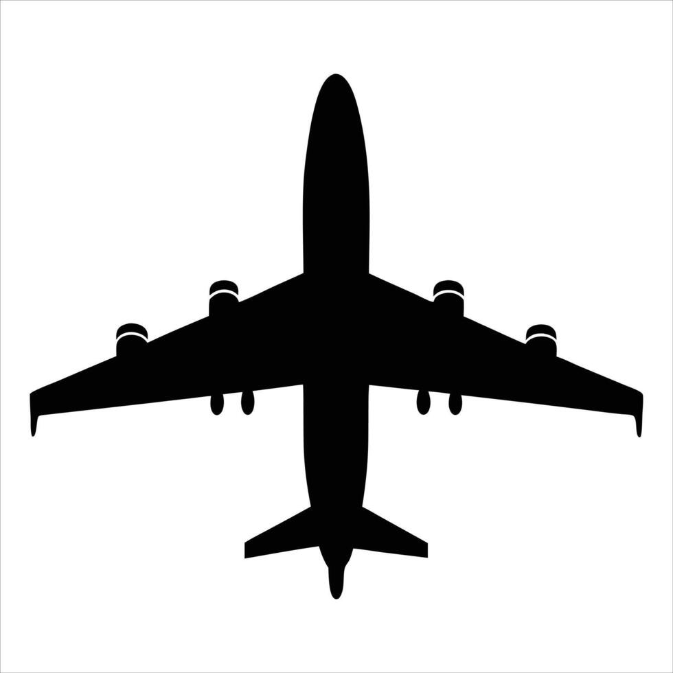 Airplane Silhouette Top View Illustration for Travel and Aviation Graphics vector