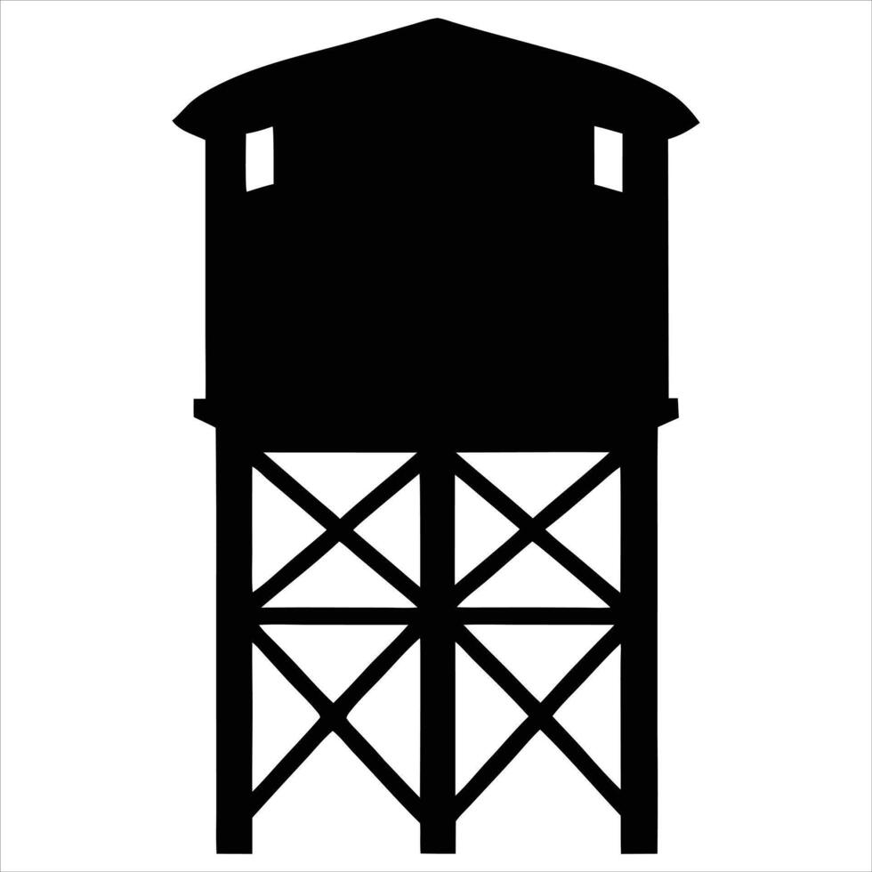 Water Tower Silhouette Industrial Structure Icon for Urban and Infrastructure Design vector