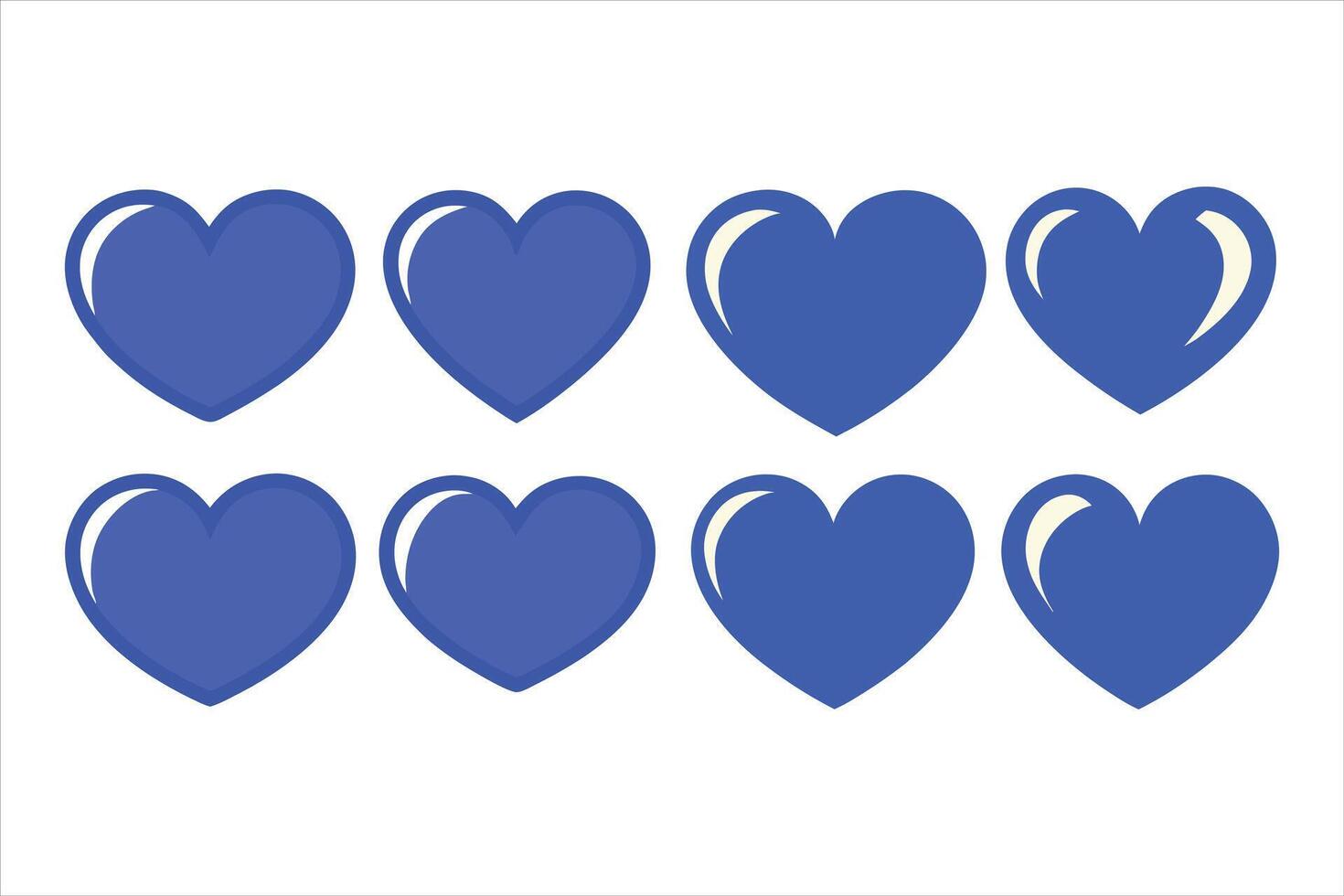 Blue Heart Icons with Gradient Effects vector