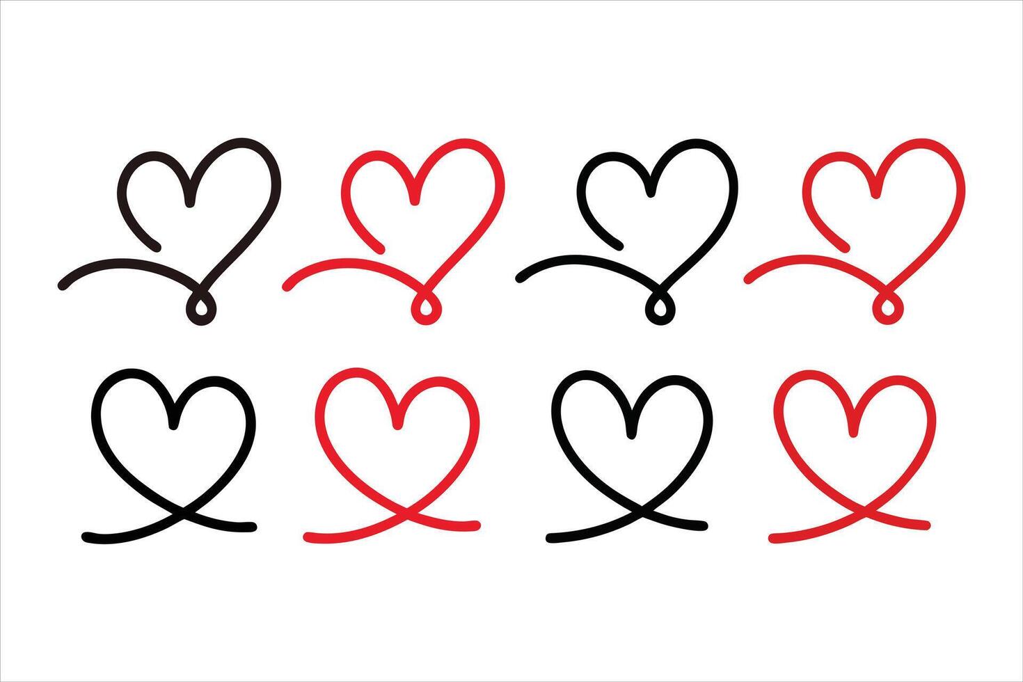 Red and Black Sketchy Heart Illustrations vector