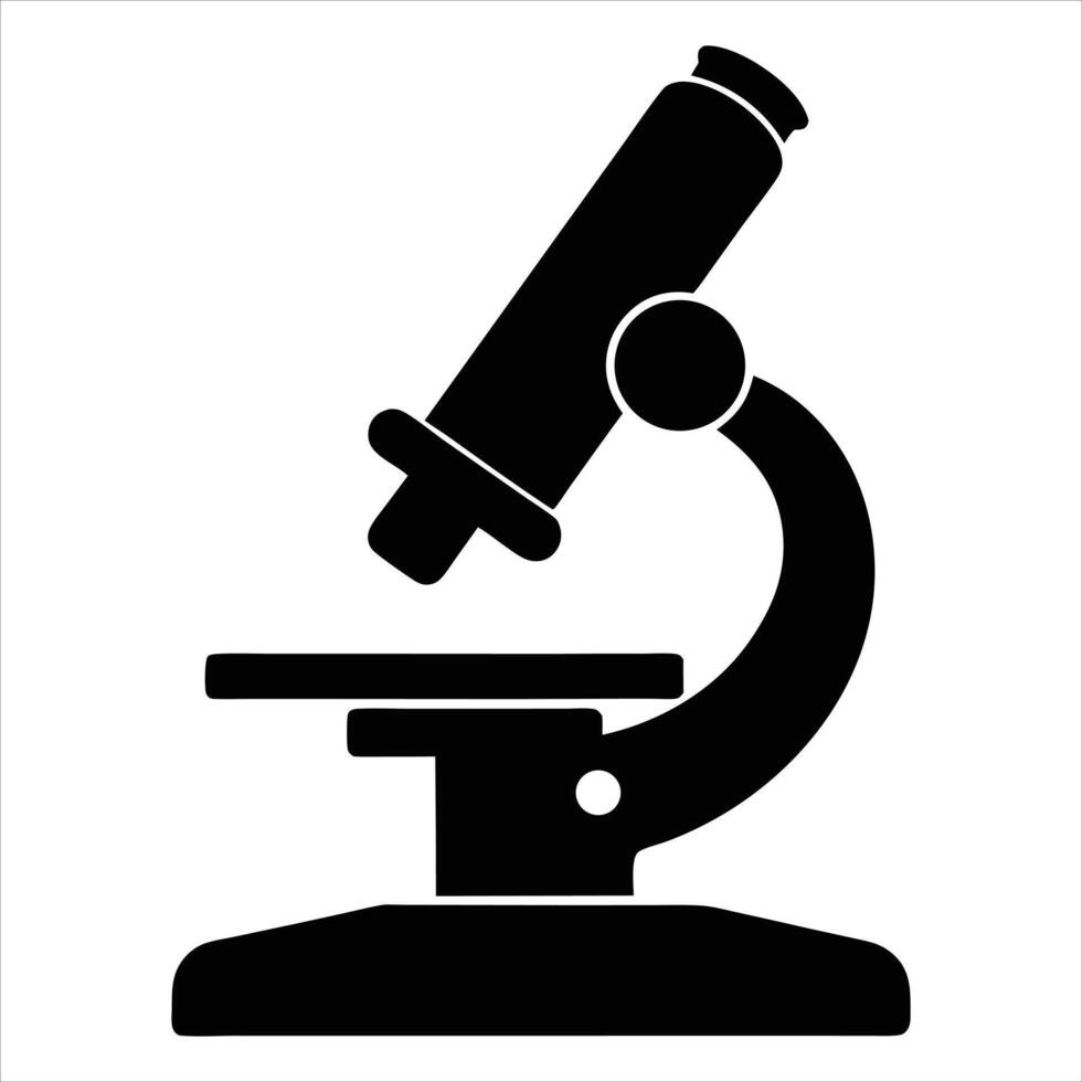 Microscope Silhouette Scientific Equipment Icon for Lab and Research Graphics vector