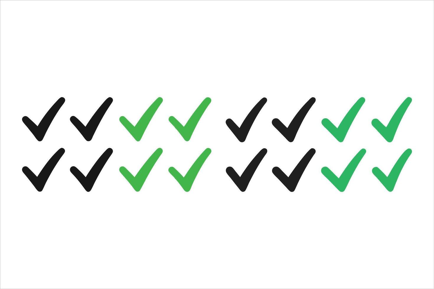 Black and Green Handwritten Checkmarks vector