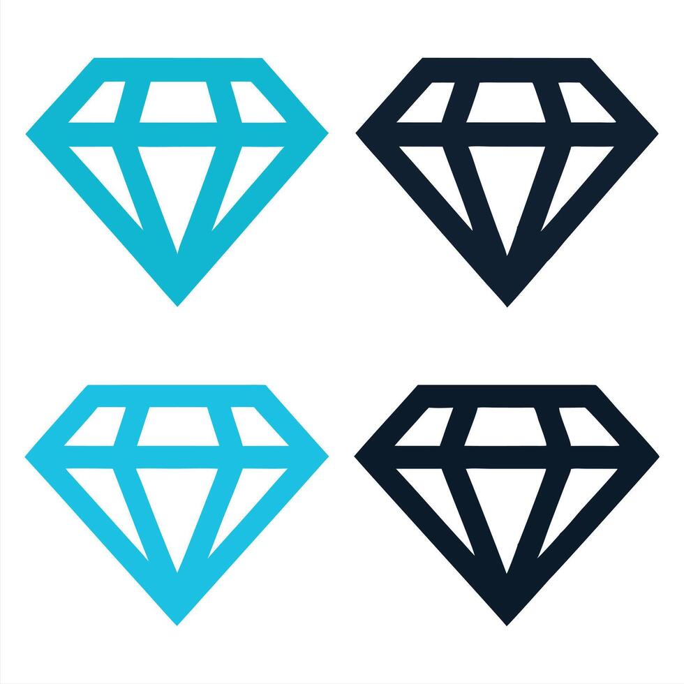 Blue and Black Diamond Shapes with Outline Variations vector