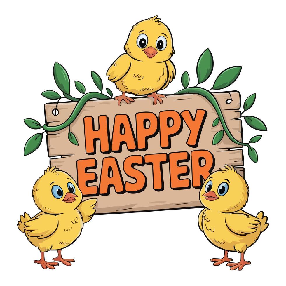 Springtime Easter Greeting with Baby Chicks vector