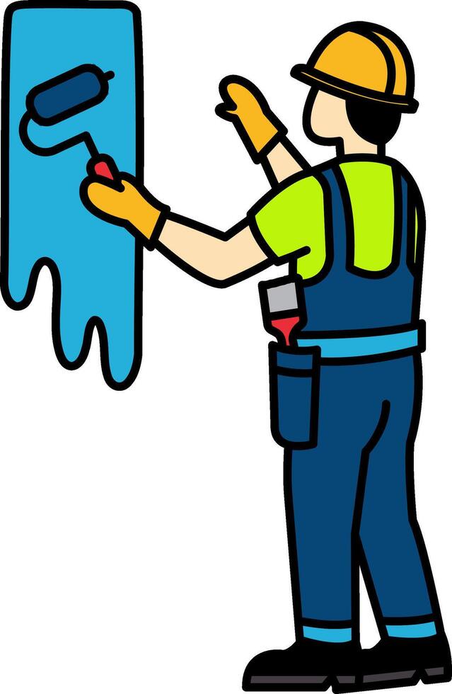 The painter is painting the wall vector