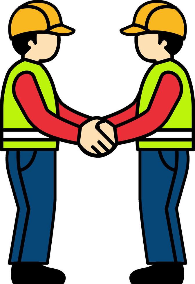 flat icon of Two technicians are shaking hands vector