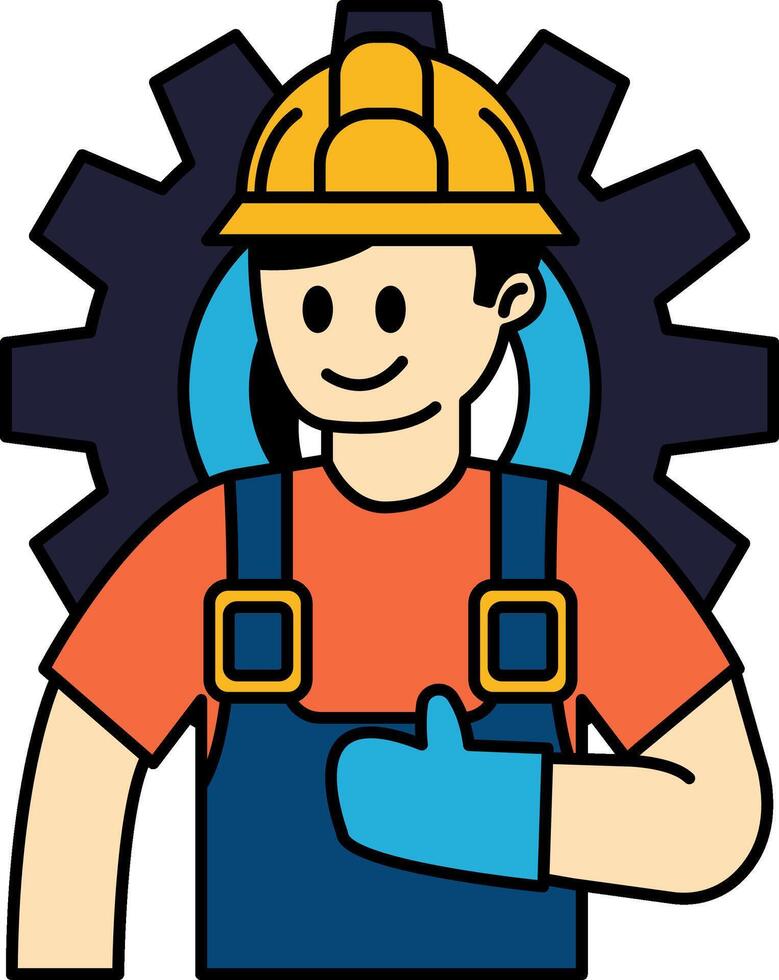 flat icon of Technician gives a thumbs up vector
