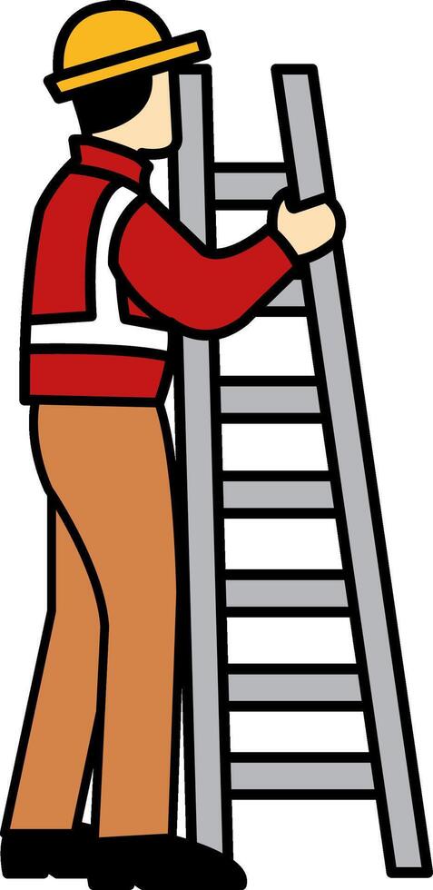 icon of Technician climbing ladder vector