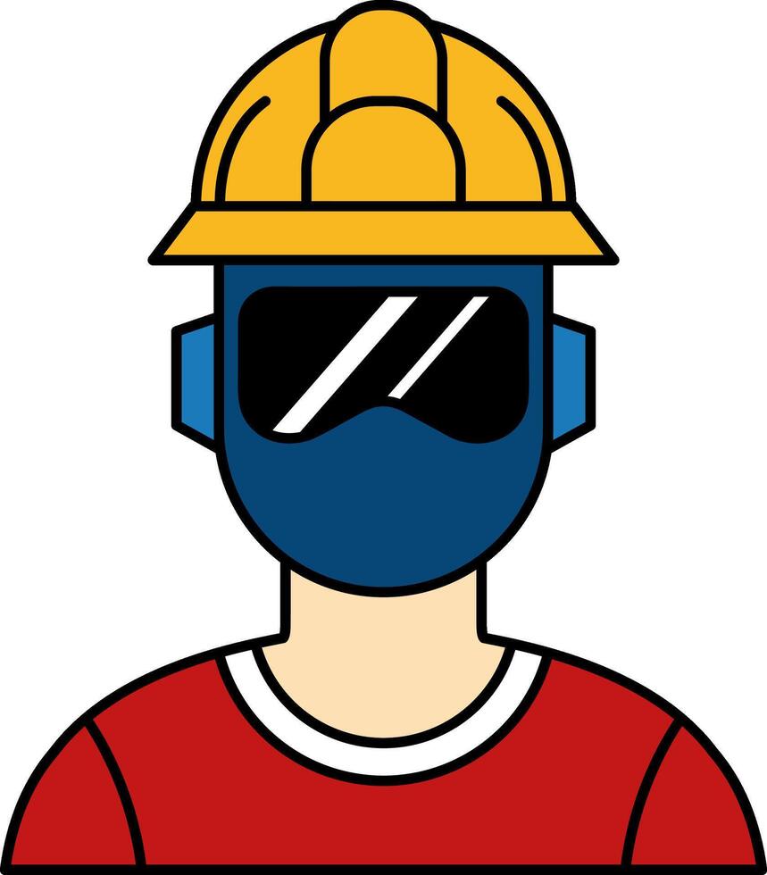 icon of The welder is wearing a protective mask vector