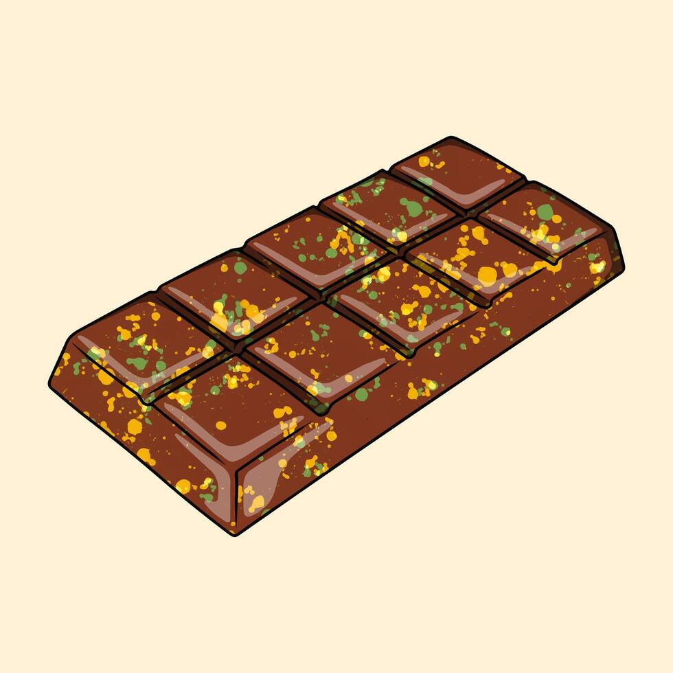 Dubai chocolate chunk bar. Kadayif chocolate vector