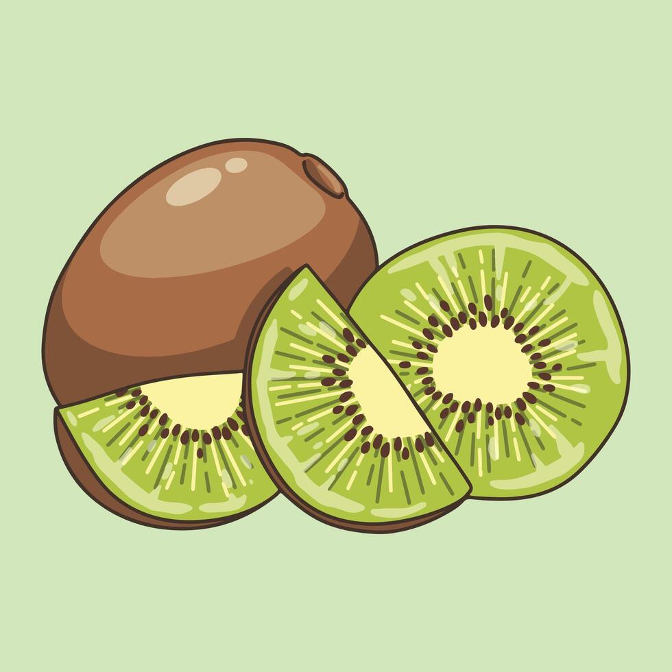 Sliced fresh green kiwi vector