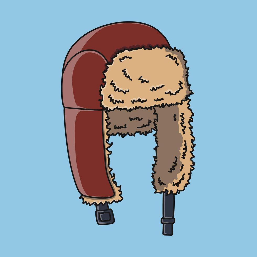 Winter fur hat isolated on blue background vector