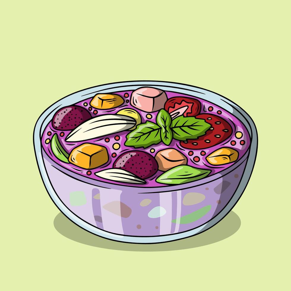 Colorful Es Buah Dessert Illustration vector
