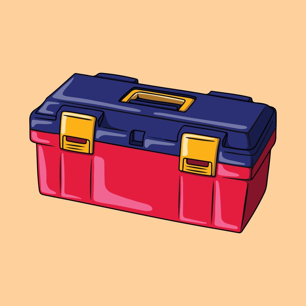 Blue and red box for storing tools or carpentry supplies vector
