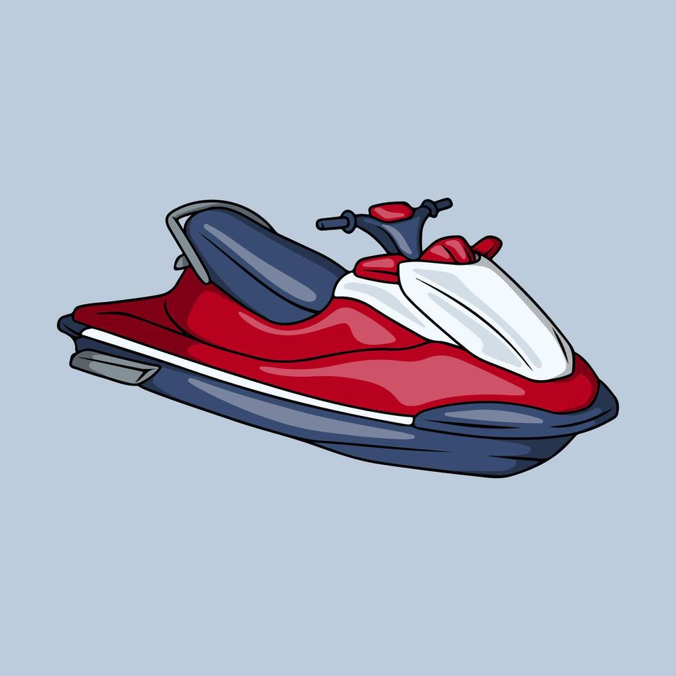Red jet ski for water sport at summer vector