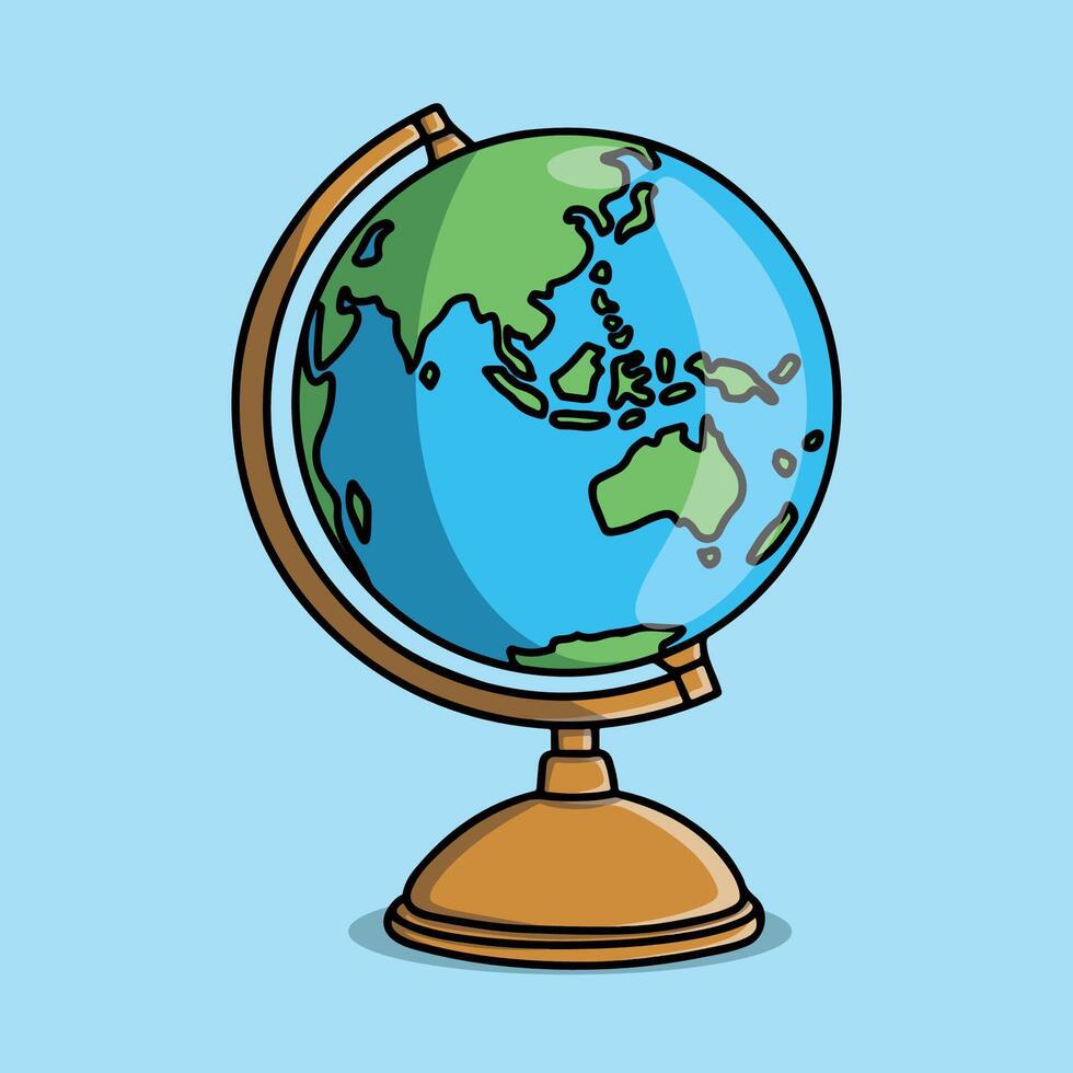 Asian countries on globe isolated on blue background vector